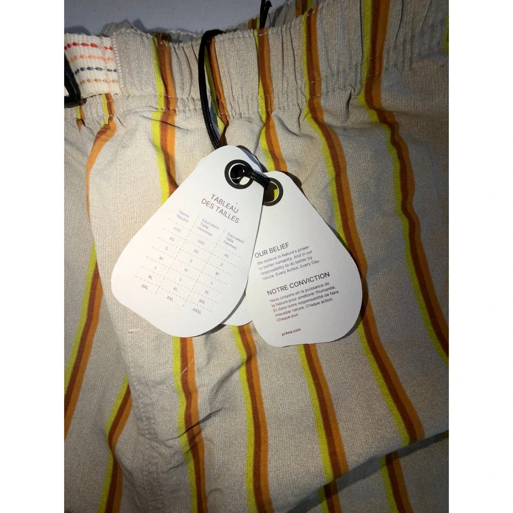 Prana Indio Heritage Shorts Mens XL Yarrow Striped Recycled 6 Inch Inseam NEW